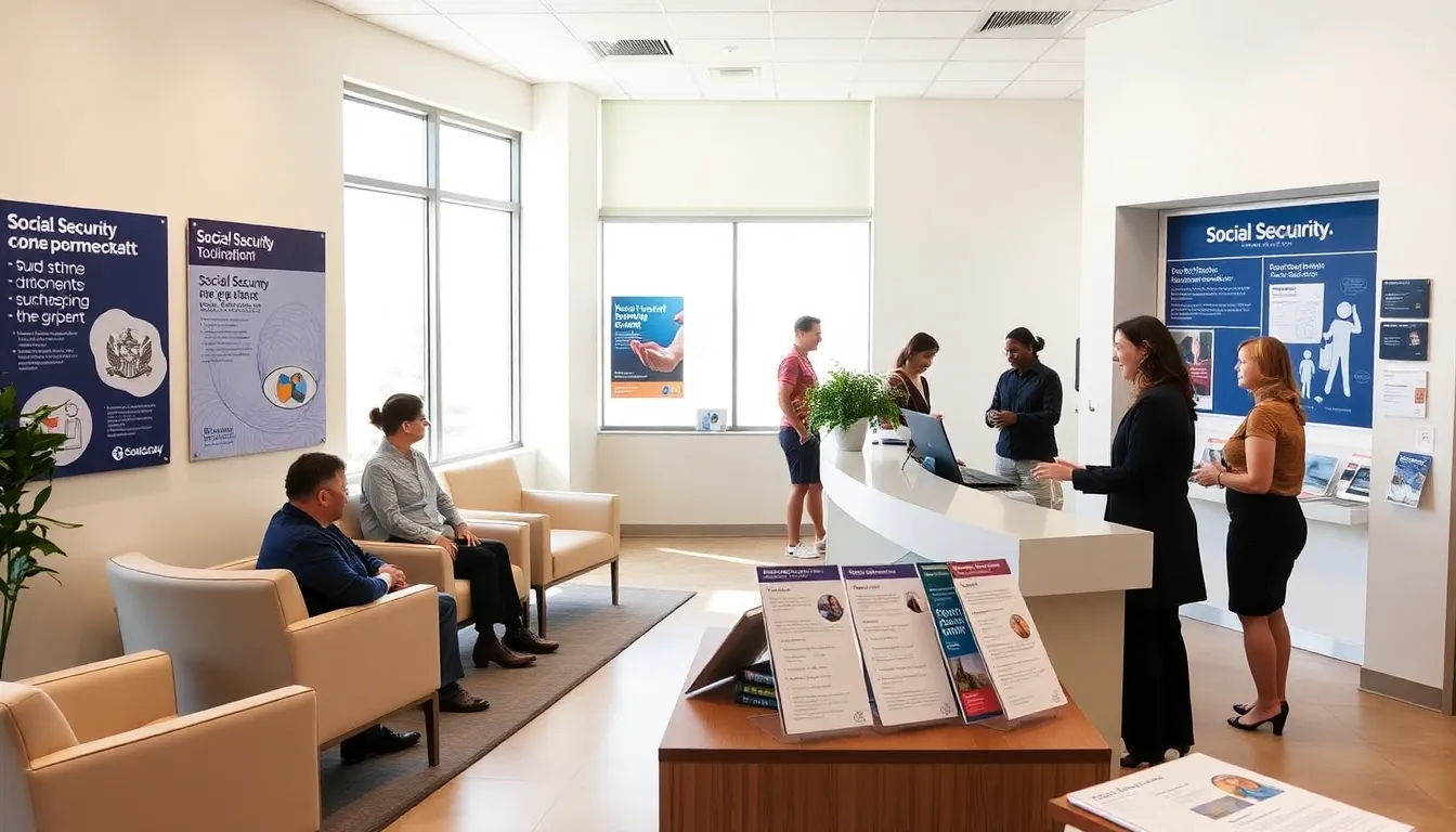 social security office in Port St. Lucie, with staff assisting diverse clients.